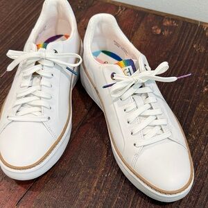 Cole Haan TopSpin GrandSeries White Sneakers with Rainbow Details Sz 8.5 Women’s